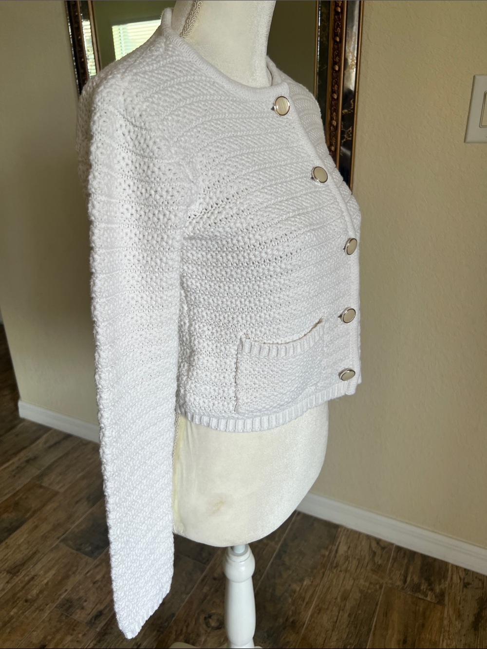 Joie White Textured Knit Button-Front Cardigan - Picture 10 of 17
